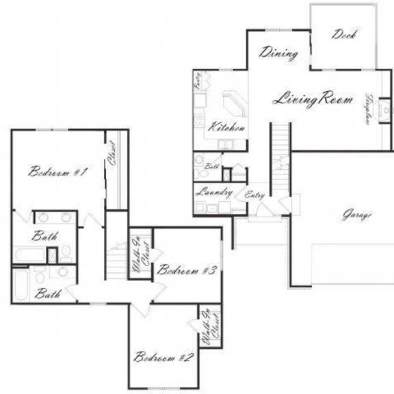 Thumbnail 1 of 26 Pearl (duplex) three bedroom two bathroom floorplan at Stone Ridge Estates