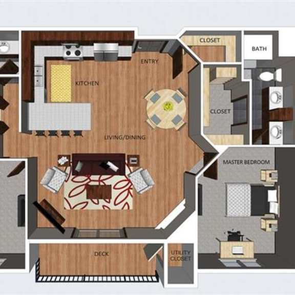 Thumbnail 1 of 24 Manchester two bedroom two bathroom floor plan at The Flats at 84