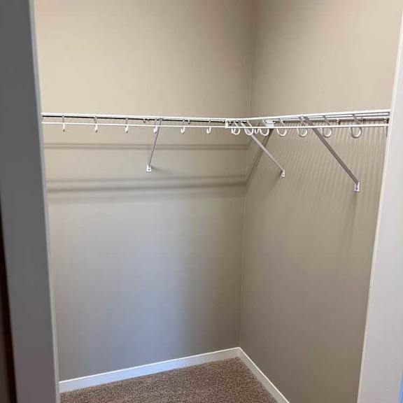 Thumbnail 13 of 15 a walk-in closet with built-in shelving and hanging space
