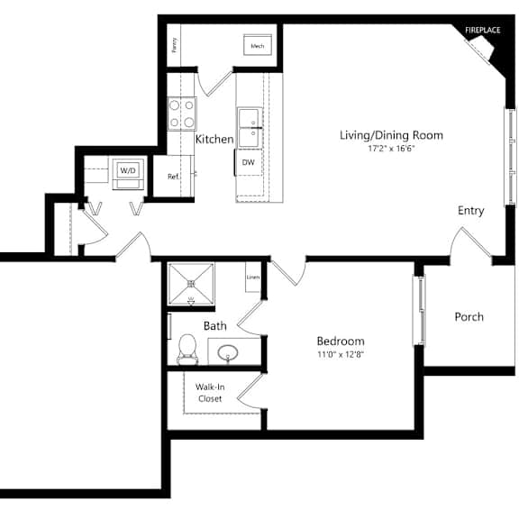 Thumbnail 1 of 35 a floor plan of an apartment with 1 bedroom and garage