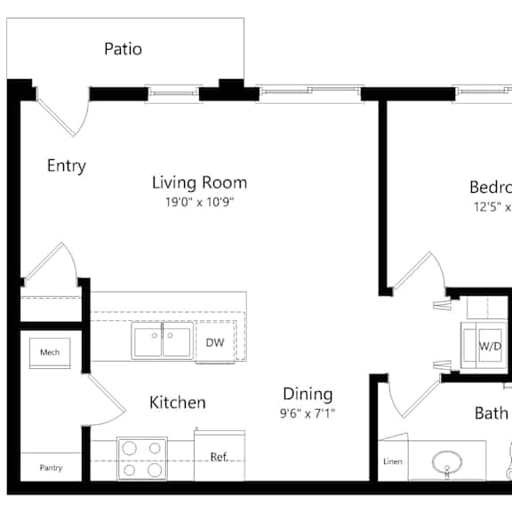 Thumbnail 1 of 9 a floor plan of a house with a bedroom and a living room