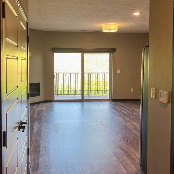 Thumbnail 5 of 19 a view of the living room balcony sliding glass door from the front entryway