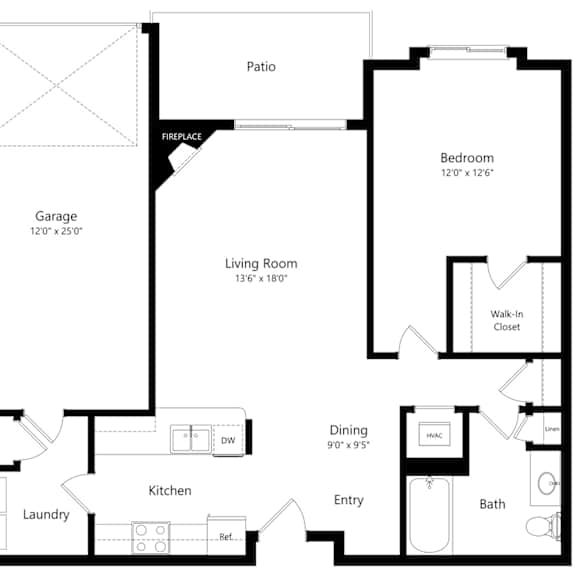Thumbnail 1 of 29 the 1-bedroom Bay floorplan at Northbrook apartments in Lincoln, NE
