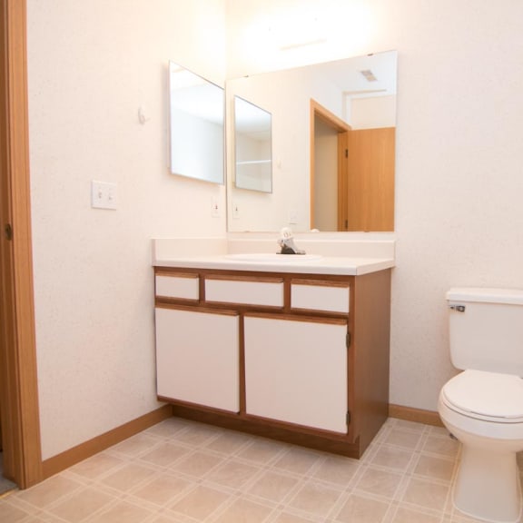 Thumbnail 15 of 15 a bathroom with a toilet and a sink and a mirror