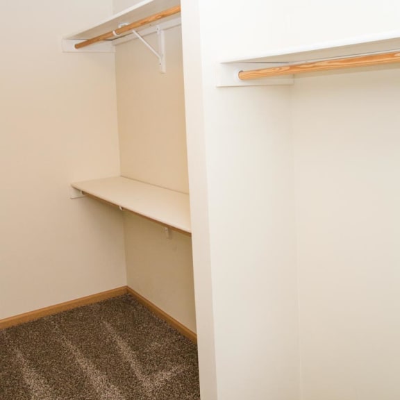 Thumbnail 16 of 21 a walk in closet in an empty room with shelves