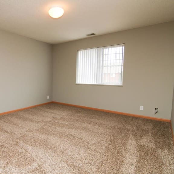 Thumbnail 19 of 27 an empty living room with carpet and a window