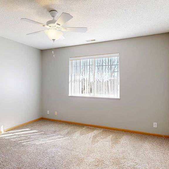 Thumbnail 26 of 61 bedroom with a ceiling fan and a window with blinds
