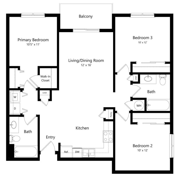 Thumbnail 1 of 7 3-bed Aspen floorplan at Northridge Heights Apartments in Lincoln, NE