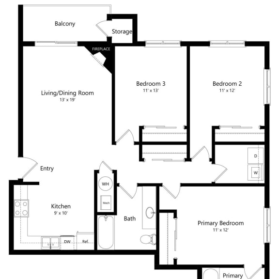 Thumbnail 1 of 11 3-bed Banyan floorplan at Northridge Heights Apartments in Lincoln, NE