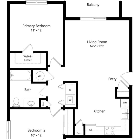 Thumbnail 1 of 5 2-bed Linden floorplan at Northridge Heights Apartments in Lincoln, NE