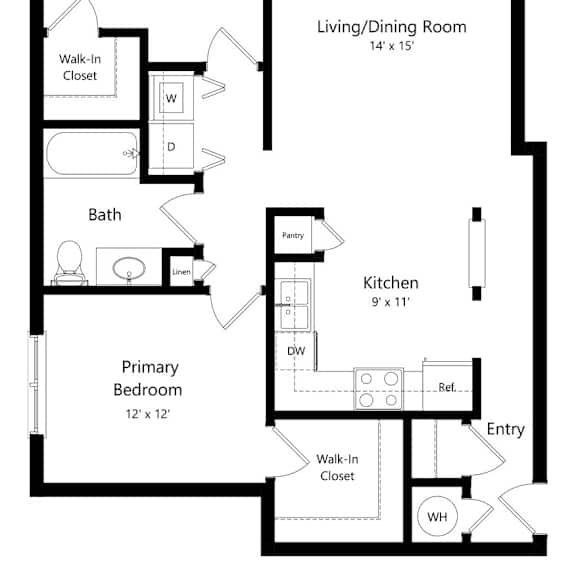 Thumbnail 1 of 18 2-bed Willow floorplan at Northridge Heights Apartments in Lincoln, NE