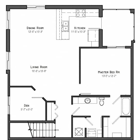 Thumbnail 3 of 23 Denali one bedroom with den floor plan at The Villas at Mahoney Park