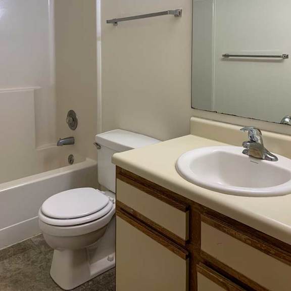 Thumbnail 17 of 30 a bathroom with a white vanity sink a mirror and a shower
