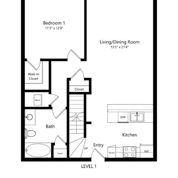 Thumbnail 1 of 16 the 2-bedroom, 2-bathroom, 1,408 square feet Geneva loft-style floor plan at Pine Lake Heights apartments in Lincoln, NE