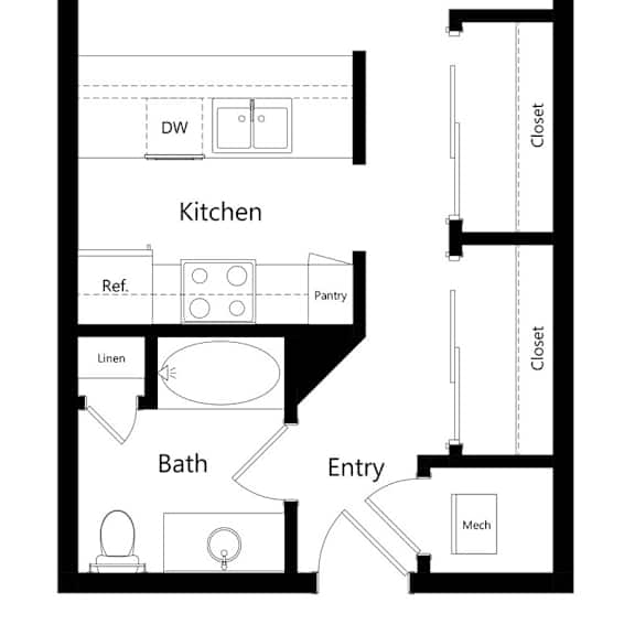Thumbnail 1 of 13 the studio, 1-bathroom, 507 square feet Shelby floor plan at Pine Lake Heights apartments in Lincoln, NE
