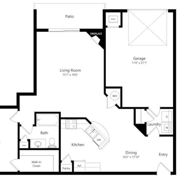 Thumbnail 1 of 11 the 1-bedroom Cove floorplan at Pinebrook apartments in Lincoln, NE