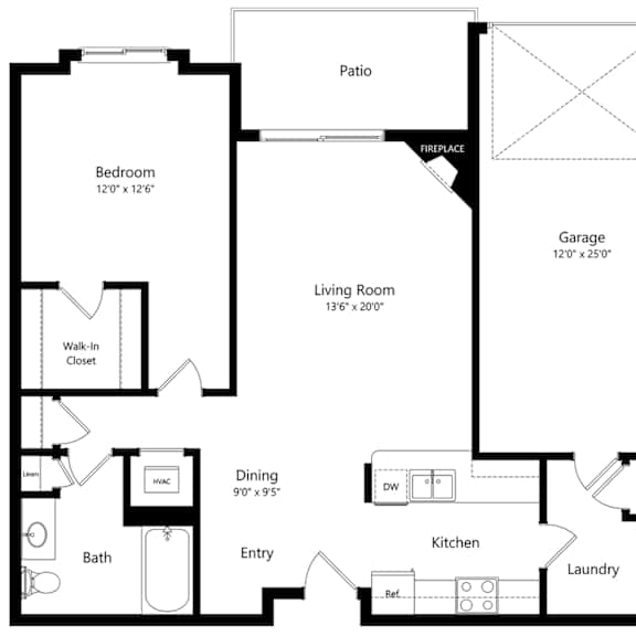 Thumbnail 1 of 12 the 1-bedroom Gulf floorplan at Pinebrook apartments in Lincoln, NE