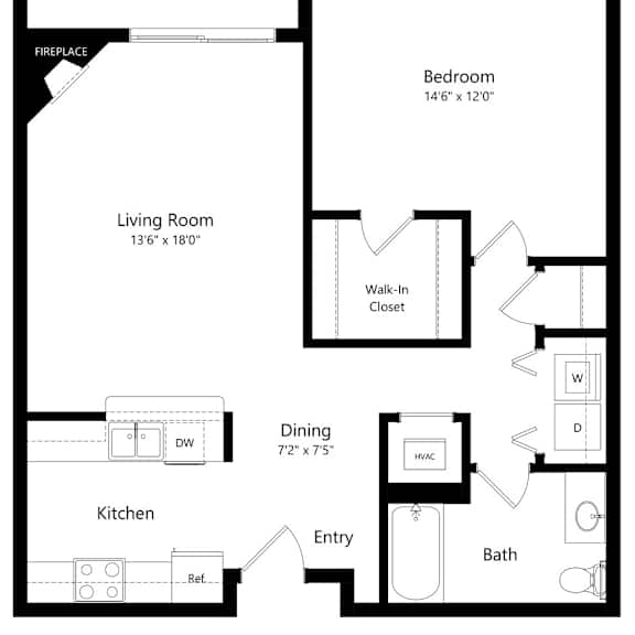Thumbnail 1 of 13 the 1-bedroom Stream floorplan at Pinebrook apartments in Lincoln, NE