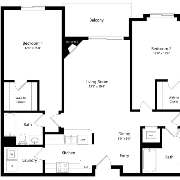 Thumbnail 1 of 20 the 2-bedroom River floorplan at Pinebrook apartments in Lincoln, NE