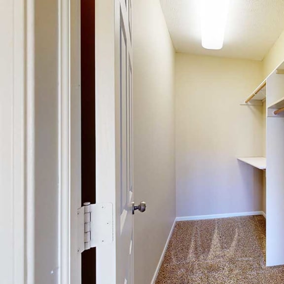 Thumbnail 19 of 28 a walk-in closet with built-in shelves and hanging space