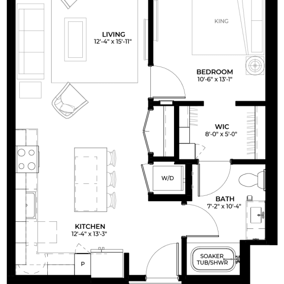 Thumbnail 1 of 8 Aspen floor plan with 1 bedroom and 1 bathroom at The Rowan luxury residences in Eagan MN 55122