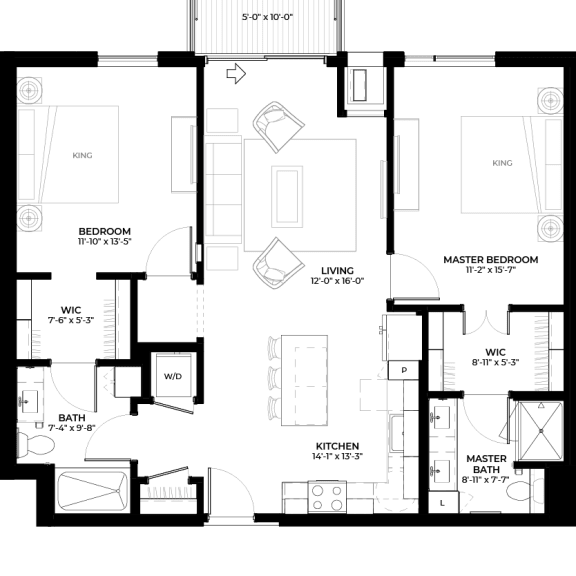 Thumbnail 1 of 24 Juniper floor plan with 2 bedrooms and 2 bathrooms at The Rowan luxury residences in Eagan MN 55122