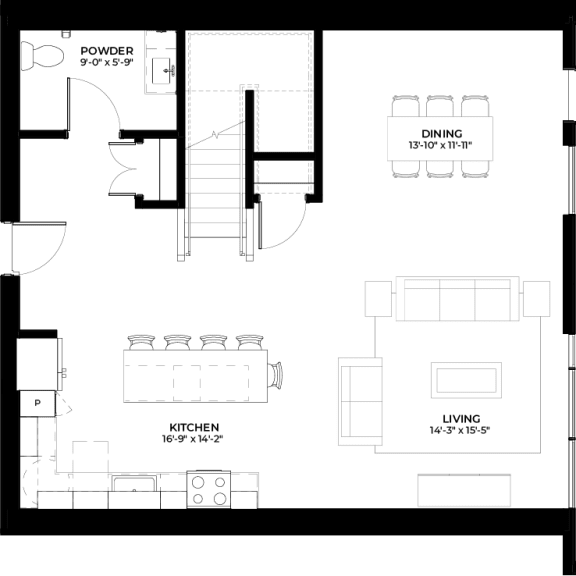 Thumbnail 2 of 2 Sycamore townhome lower level floor plan at The Rowan luxury residences in Eagan MN 55122