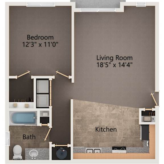 Thumbnail 1 of 11 Celestial one bedroom apartment floor plan layout