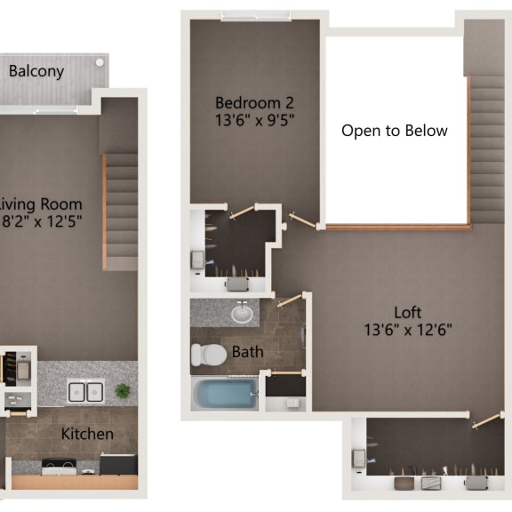 Thumbnail 1 of 3 Cityscape two bedroom apartment floor plan layouts