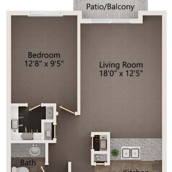 Thumbnail 1 of 12 Horizon one bedroom apartment floor plan