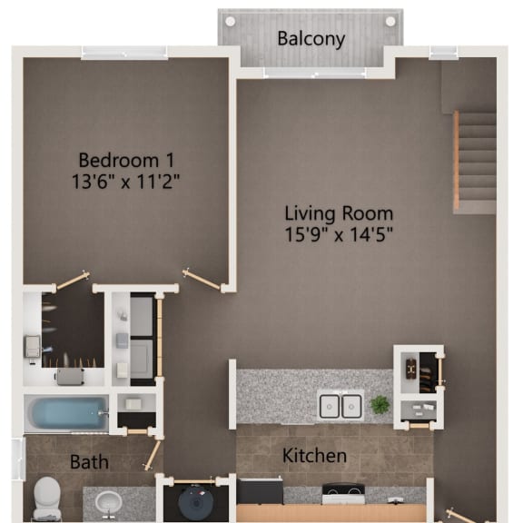 Thumbnail 2 of 3 Purview two bedroom apartment first floor