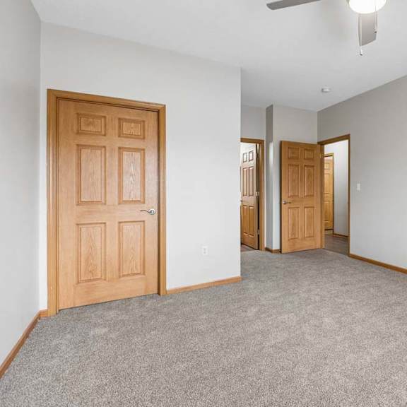 Thumbnail 10 of 18 Spacious bedroom with carpet flooring, ceiling fixture, and closet access.