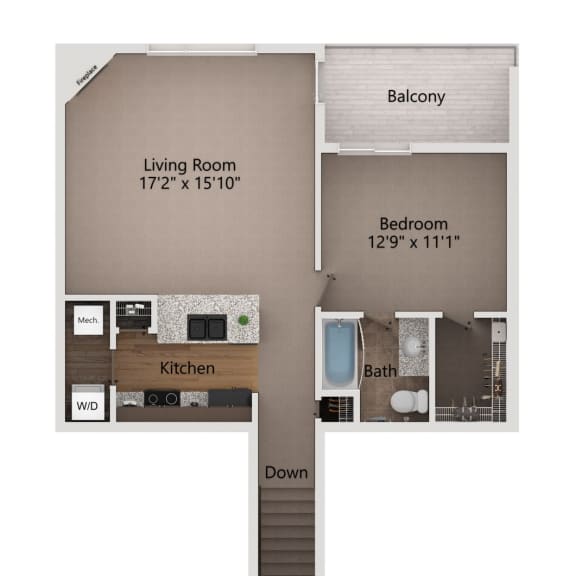 Thumbnail 1 of 22 floor plan with one bedroom