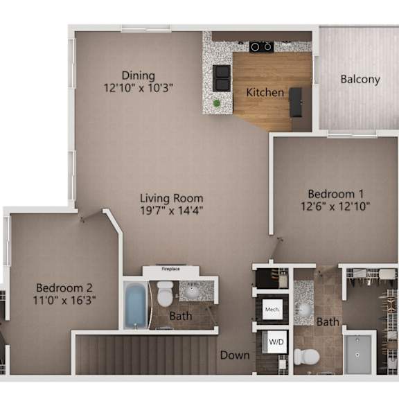 Thumbnail 1 of 24 a floor plan of a one bedroom apartment with a living room and kitchen