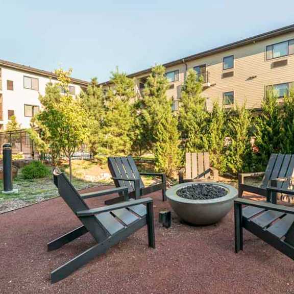 outdoor fire pit in the pocket park at the conrad near unmc in the blackstone district omaha ne 68105