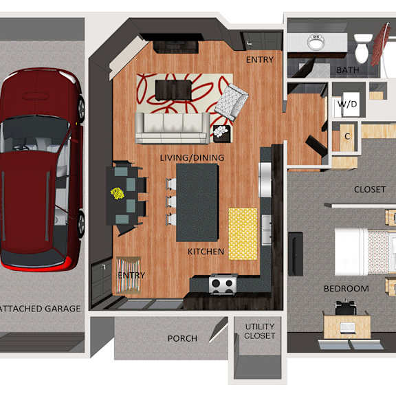 Thumbnail 1 of 2 One bedroom apartment floor plan