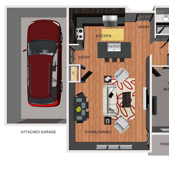 Thumbnail 1 of 2 One bedroom apartment floor plan