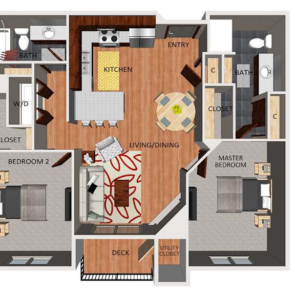Thumbnail 1 of 30 Two bedroom apartment floor plan