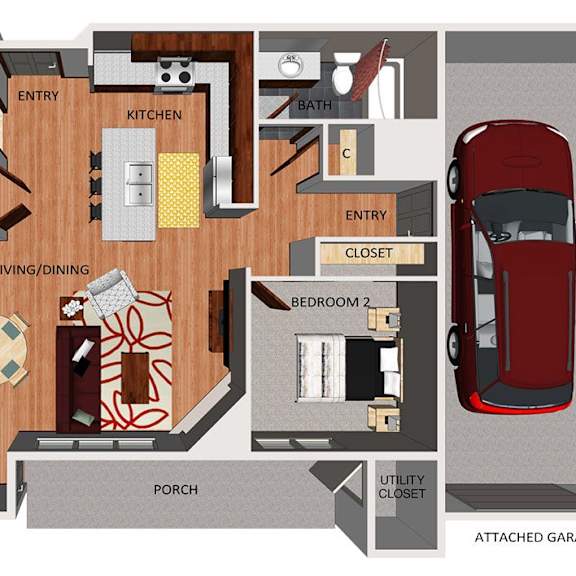 Thumbnail 1 of 2 Two bedroom apartment floor plan
