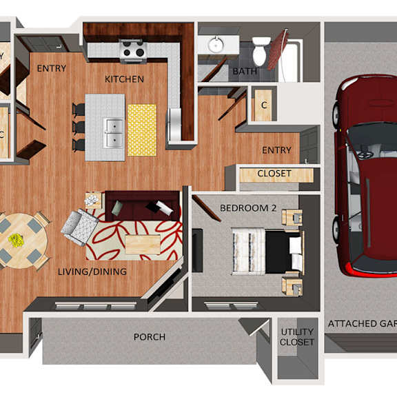 Thumbnail 1 of 2 Two bedroom apartment floor plan