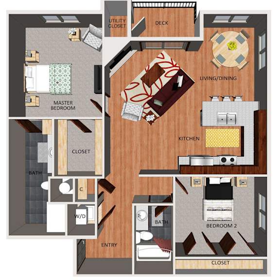 Thumbnail 1 of 23 layout of a two bedroom apartment