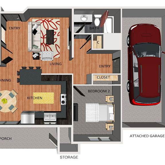 Thumbnail 1 of 2 Two bedroom apartment floor plan