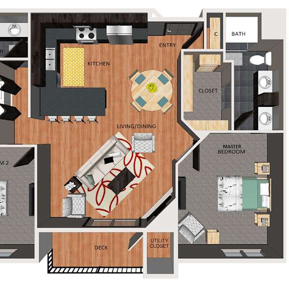 Thumbnail 1 of 15 Two bedroom apartment floor plan