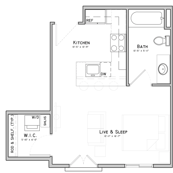 Thumbnail 1 of 19 a floor plan of a bedroom apartment