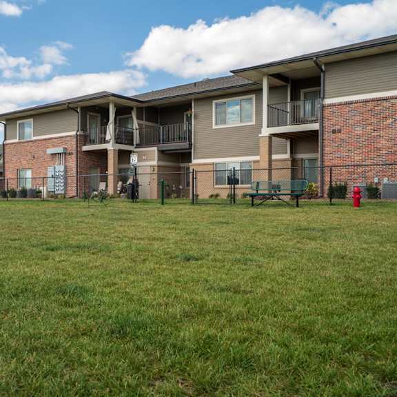 grassy dog park with fence around it