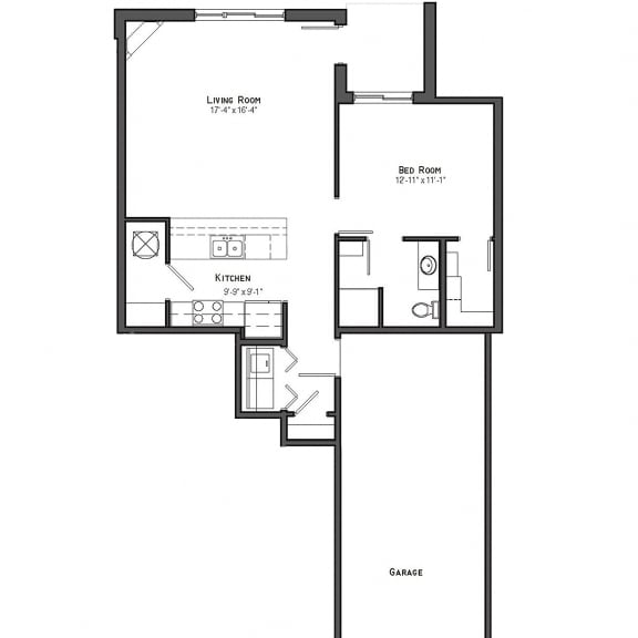 Thumbnail 2 of 16 Acadia one bedroom floor plan at The Villas at Mahoney Park