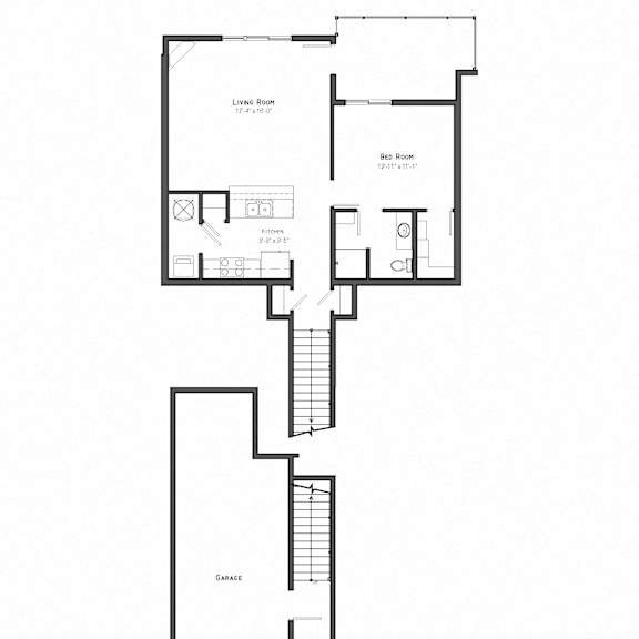 Thumbnail 3 of 8 Glacier one bedroom floor plan at The Villas at Mahoney Park