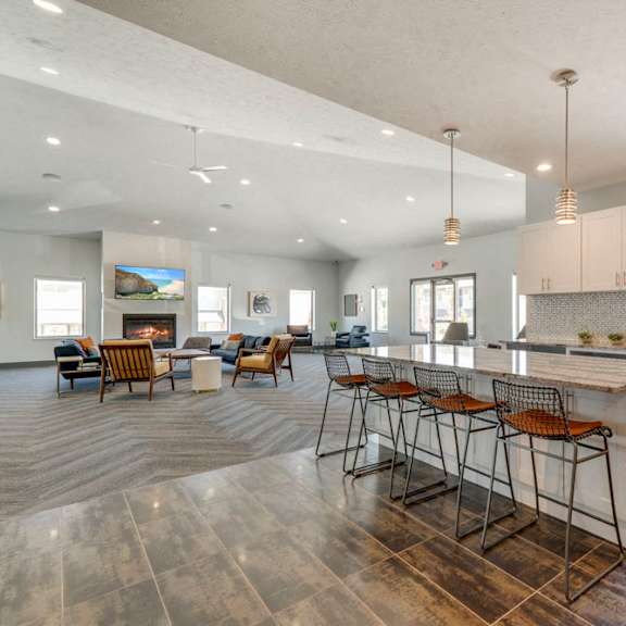 full kitchen in the clubhouse for resident use at the villas at mahoney park