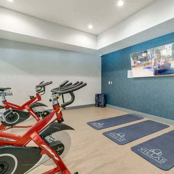 yoga and spin studio at the villas at mahoney park