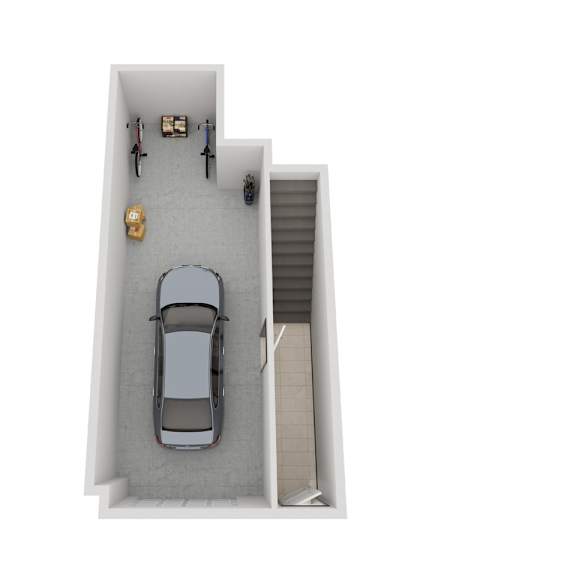 Thumbnail 2 of 8 Glacier one bedroom 3D floor plan at The Villas at Mahoney Park - first floor